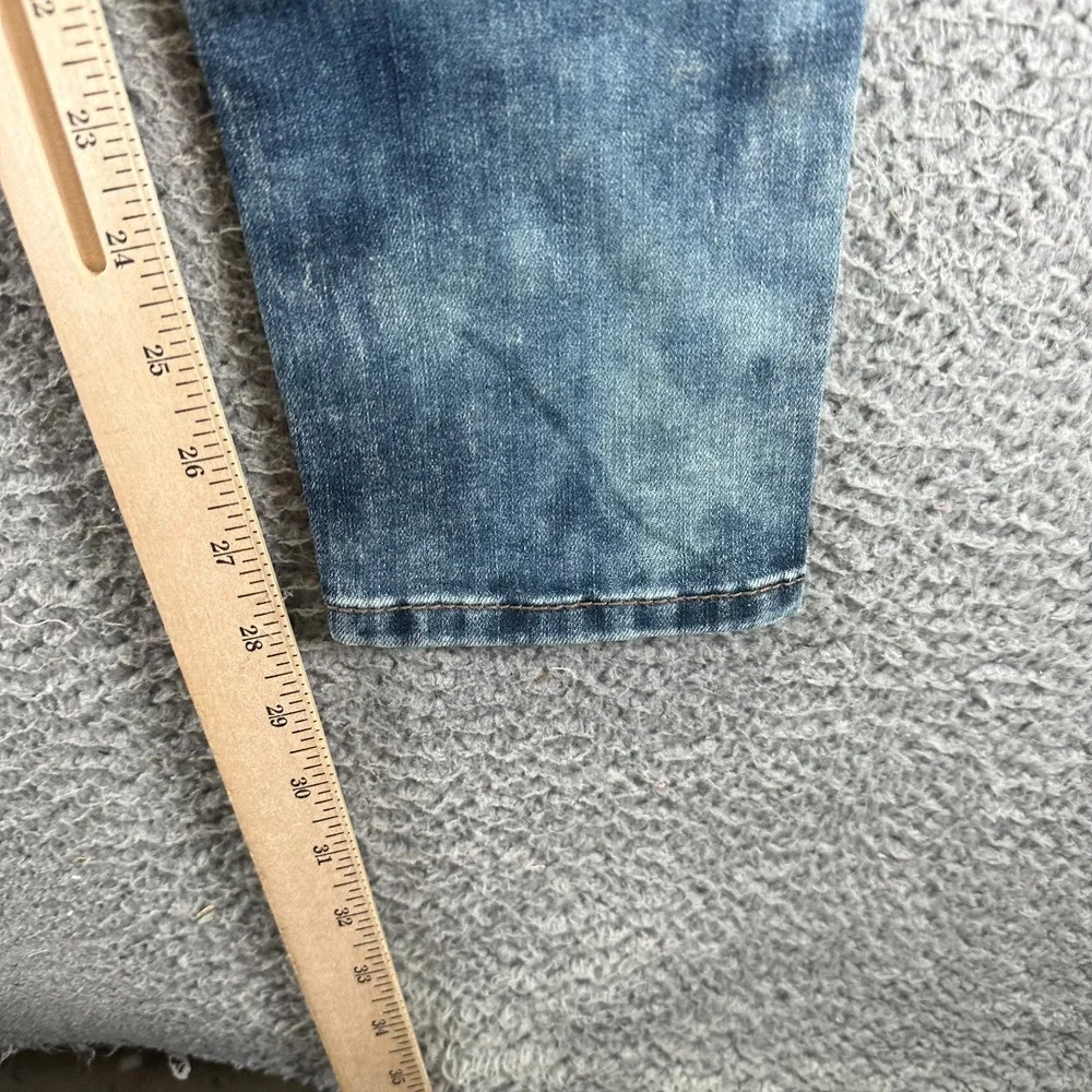 Jeep Legendary Jeans Men 30x28 Blue Denim Tapered Faded Biker Stretch Patchwork‎
